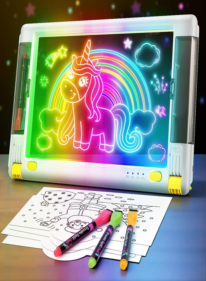 لوحة رسم LED قابلة لإعادة الشحن، مقاس 15 بوصة، 9 أوضاع إضاءة نيون، لوحة كتابة مضيئة، لوحة تتبع للأطفال، هدية رسم للمراهقين، 5 أقلام تلوين، 10 أوراق تتبع - Image 1